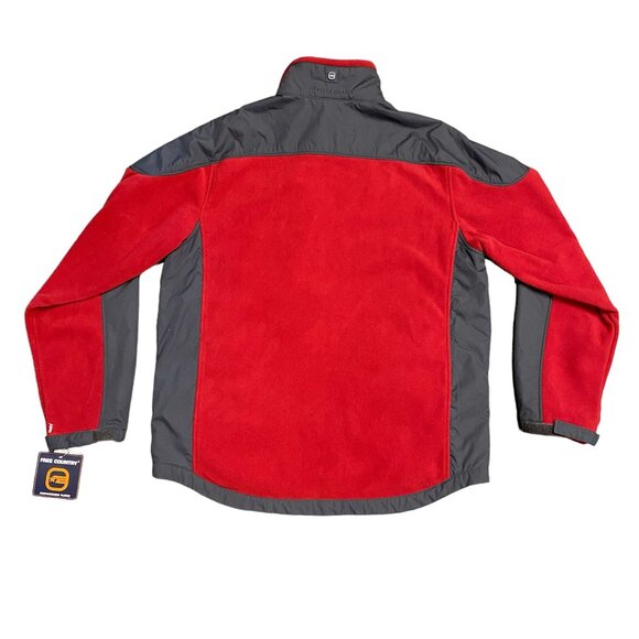 NWT Free Country Mens L Red Club Tech Fleece Jacket Full Zip Pockets Outerwear - Picture 2 of 16